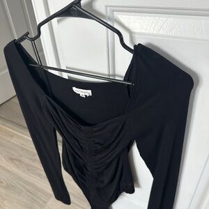 Good American Black Ruched Long Sleeve Top